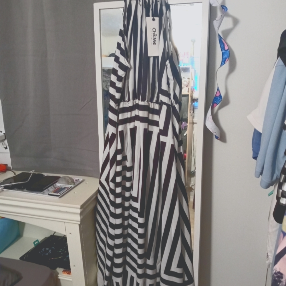 Chic me dress black and white stripes
